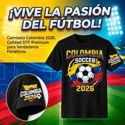 Camiseta Colombia Soccer 2026 Edición Fan - Estampado DTF Premium con Detalle en Manga