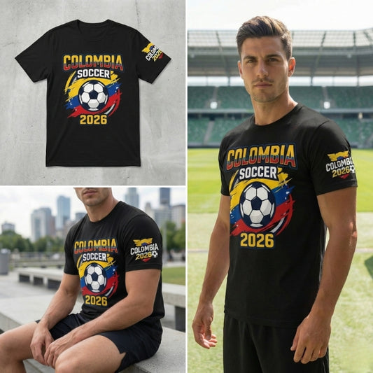 Camiseta Colombia Soccer 2026 Edición Fan - Estampado DTF Premium con Detalle en Manga