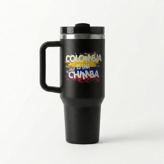 Termo Viajero 40oz Colombia Es Una Chimba - Vaso Térmico UV con Asa y Pitillo